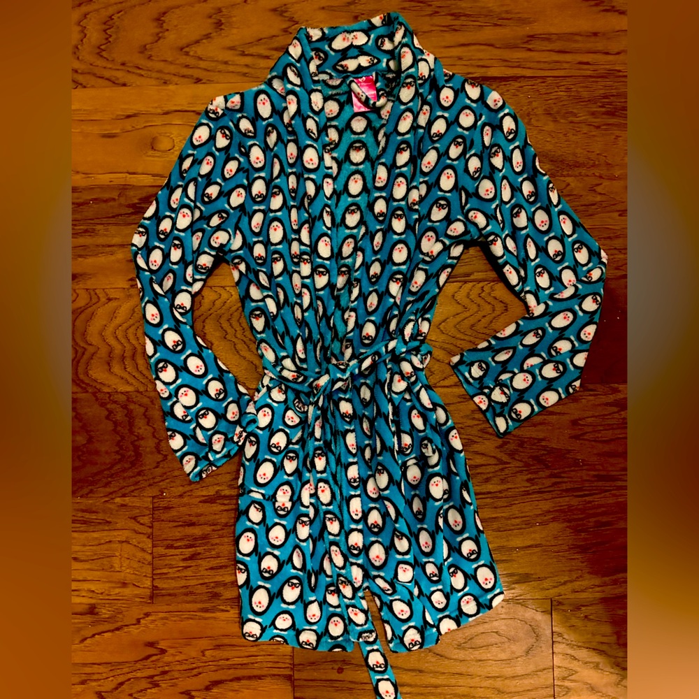 Penguin Fleece Women’s Robe - Blue